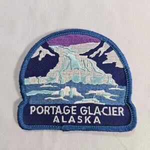 Vtg Portage Glacier Alaska AK Souvenir  Embroidered Patch Badge Retro Colors NOS